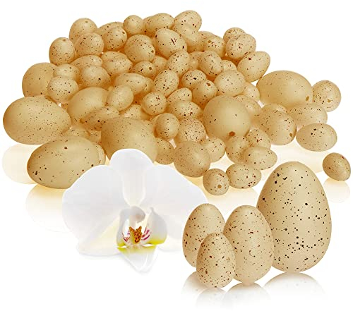 com-four® 96x Ostereier als Osterdekoration - Deko-Ostereier mit natürlich wirkender Musterung - künstliche Vogeleier in Vier Größen (braun - 96 Stück)