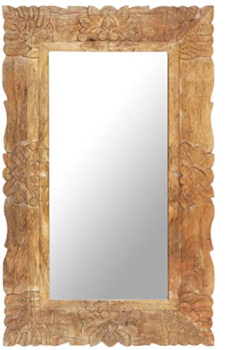 vidaXL Mangoholz Massiv Spiegel Wandspiegel Flurspiegel Dekospiegel Garderobenspiegel Hängespiegel Rahmenspiegel Frisierspiegel 80x50cm