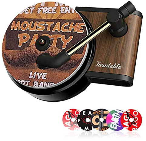 LOOCOO Car Fragrance Diffuser, Car Air Diffusers Freshener, Retro Record Player Car Aromatherapy Fragrance Diffuser, Car Perfume Vent Diffuser Auto Decor , 6 Aromatherapy Pads