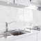 danario Crédence Adhésive pour Cuisine - Aspect Verre | Protège Mur Cuisine | Mural décoratif Autocollant | 0,8 mm | Blanc marbré - 60cm x 500cm