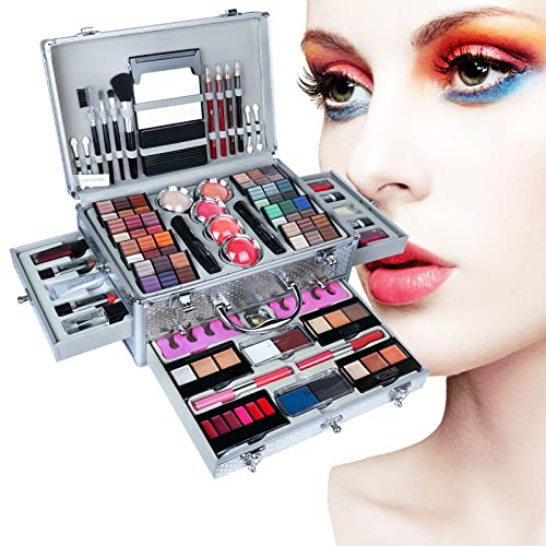 102 Farben Makeup Set, Cosmetics Schminkkassette, Kosmetik Eyeshadow Palette, mit Concealer, Gesicht Puder, Rouge, Lippenstift, Augenbrauenpuder und Eyeliner