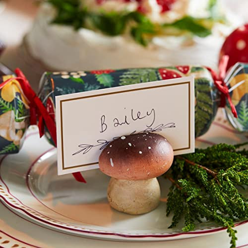 Talking Tables Wooden Mushrooms Placecard Holders and Name Cards-4 Pack | Ceramic Autumn Décor, Christmas Table Settings, Woodland Forest Fairy Party Decorations, Winter Wedding