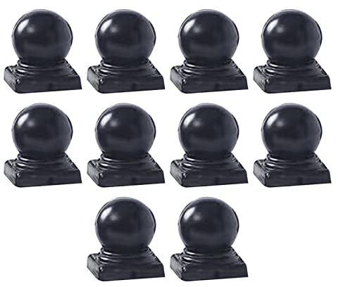 MFFIRE 10 Stüc Kugelkappen Pfostenkappen Mit Kugel Verzinkt Für Pfosten Pfahlkappe Schwarz,150x150mm