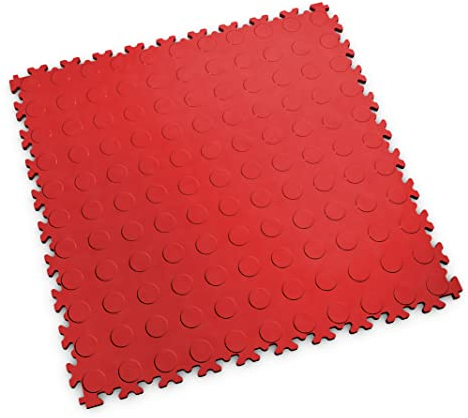 Fortelock PVC Vinyl Bodenfliese | PVC Fliesen Garage | Garagenboden | Werkstattboden | Industry Noppen (Hohe Belastbarkeit) 2040 (Rot)