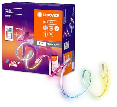 Ledvance SMART+ WIFI FLEX 3M LED-Streifen, weiß, 15W, 350lm, dimmbar, dynamisches Magic-RGB Lichteffekt, individuelle Lichtfarbenwahl, App-steuerbar, lange Lebensdauer, einfache Montage, IP20