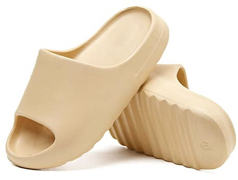 Rumkok Slides Donna Uomo, Estive Mare In Gomma Antiscivolo Slippers, Suola Spessa Piscina Scarpe Ciabatte, Beige, 37 EU