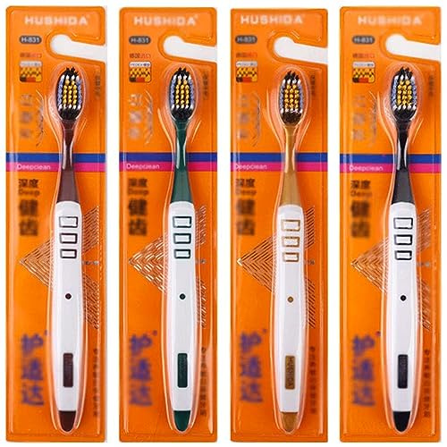 ZUMAHA Kompakt Zahnbürste mit mittelharten Borsten, Handzahnbürste mit ergonomischem Griffdesign, 4er-Pack Reisezahnbürsten für Männer und Frauen Ergonomisch