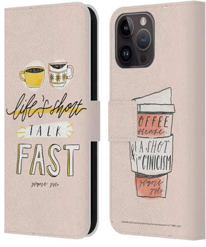 Head Case Designs Officially Licensed Gilmore Girls Life's Short Talk Fast Graphics Leather Wallet Case Compatible With Apple iPhone 15 Pro Max