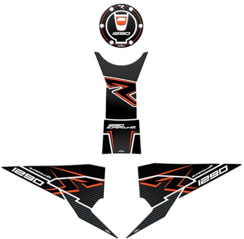 Resin Bike Kit Adesivi Moto Compatibile con Ktm 1290 Super Duke R 2022-2023. Protezioni Para-Serbatoio Base da Urti e Graffi. Adesivi Resinati con Effetto 3D Made in Italy