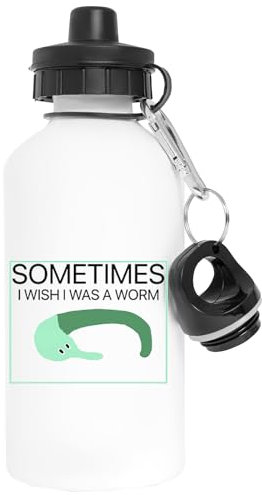 Vendax I Wish I Was A Teal Worm Aluminium Weiß Wasserflasche Mit Schraubverschluss White Water Bottle With Screw Cap