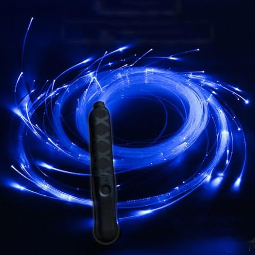 XLTEAM Frusta in Fibra Ottica a LED, Frusta Spaziale in Fibra Ottica Rotante a 360 Gradi Ricaricabile, 7 Colori E 4 modalità di Illuminazione, per Balli, Feste, Spettacoli di Luci, Festival Musicali