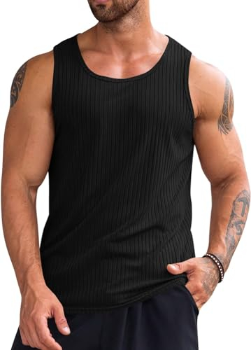 Runcati Herren Tank Top Fitness Muskelshirt Gym Achselshirts Workout Tankshirt Bodybuilding Ärmelloses Shirt Sport Unterhemden Schwarz XL