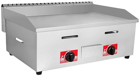 TAHALI Desktop Gas Griddle, Commercial Countertop Stainless Steel Griddle, Adjustable Firepower, Rapid/Uniform Heating, Cooking BBQ Flat Hot Plate, for Restaurant Grill & Kitchen