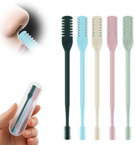Tondeuse Nasale,CHmiss Coupe Poil Nez,5 Pièces Double Tête Nose Trimmer,Tondeuse à Poils De Nez 2 En 1,Tondeuse Manuelle Rasoir Nez,Pour Homme Et Femme(Avec Boîte De Rangement)