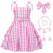 Cnexmin Rose Robe de Princesse Filles Deguisement Princesse Fille Cosplay Costume avec Accessoires Rose Robe pour Enfant de Soirée Halloween Noël Anniversaire Fête Partie Carnaval 4-5 Ans Rose01 110