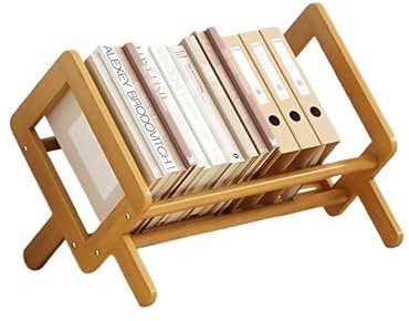 Scrivania e libreria in bambù, Libreria da tavolo inclinabile, organizer per libri per la camera dei bambini, organizzatore di libri per CD/riviste, ecc