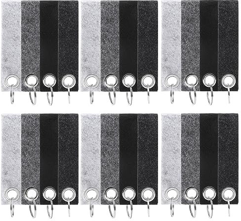 Lobamop 24 Stück Schlüsselanhänger Filz, Schlüsselanhänger Beschriftbar Schlüsselanhänger mit Edelstahlring für DIY-Dekoration