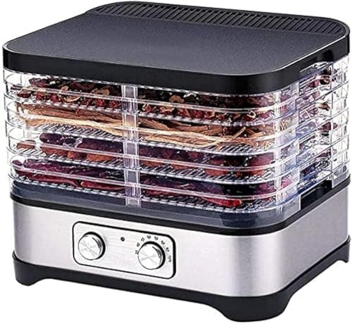 Wrobelax Food Dehydrator Machine Stainless Steel With 5 Large Trays - Digital Timer And Temperature Control For Healthy Snacks, Beef Jerky, Fruit, Dog Treats