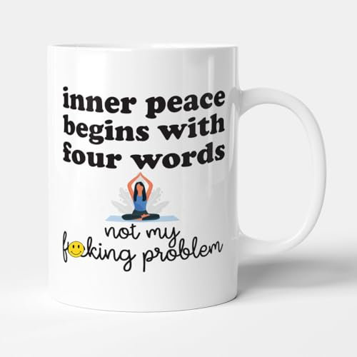 Victorian Printing Co - Inner Peace Begins with Four Words - Funny Colleague Gift Retirement Mug, Ceramic, 11fl.oz.