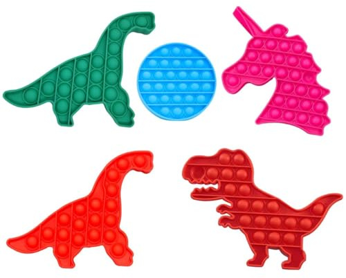 5 x Pop Fidget Toys Sensory Toys Pack for Kids and Adults, Anxiety & Concentration Aid, Autism Party Bag Fillers, Random Colour Sili Pop Send