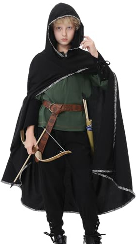 Ezuwail Costume médiéval pour enfant garçon - Costume viking - Costume de carnaval pour enfant garçon - Costume d'Halloween - Ensemble d'accessoires médiévaux (vert, 140)