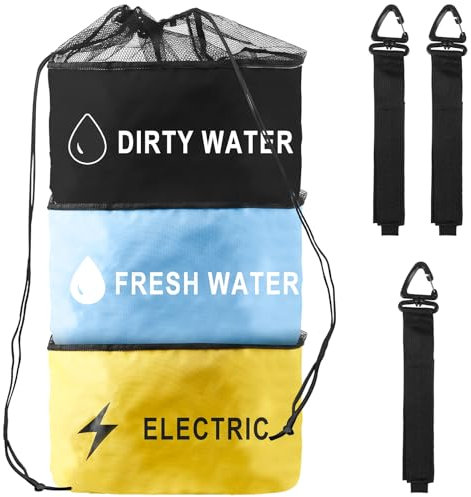 GBKDQQ Bolsa de almacenamiento para manguera de autocaravana, 3 unidades, con correas de hebilla triangular, accesorios de camping, bolsa de almacenamiento para mangueras de aguas residuales, cables