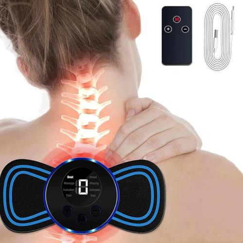 Masajeador de Cuello Eléctrico, 8 Modos y 19 Intensidades Masajeador de Cuello y Hombro con Pantalla Digital y Mando a Distancia, para Aliviar el Dolor de Espalda