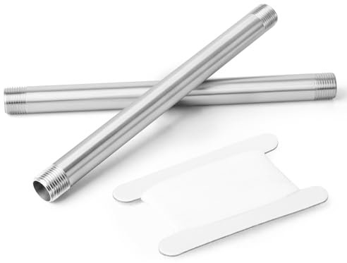 TAISHER 2 pièces Raccords en acier inoxydable, 1/4BSP x 1/4BSP fileté mâle, tuyau en fonte mamelonné, 12de long