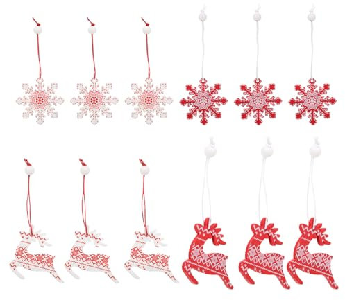 ABOOFAN 12stücke Teiliges Holz Weihnachtsbaum Anhänger Leichte Dekorative Xmas Deko Mit Engel Und Rentier Motiven Handliche Langlebige Christbaumschmuck Hängeornamente Für Festliche Wand b