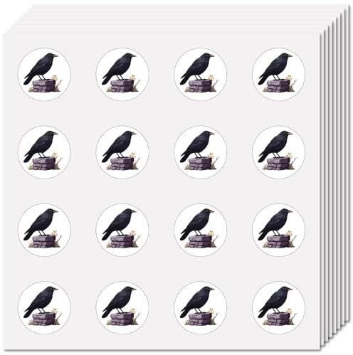 CREATCABIN 128Stück 8Bögen Rabenaufkleber Kleiner Amsel Aufkleber Selbstklebendes Bild Wasserdicht Mini Rund Vogel Tier Aufkleber Etiketten Für Heimwerker Basteln Scrapbooking Kalender Telefon Gepäck