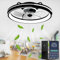 AJZXQM LED Ventilatore da Soffitto Silenzioso, Ventilatore da Soffitto con Luce e Telecomando Dimmerabile da 64w, Lampadario Ventilatore Reversibile a 6 Velocità, Lampadari Cucina, App, Timer, Nero