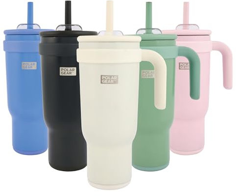 Polar Gear Stainless Steel Water Bottle with Straw - 1.1L Double Wall Insulated Tumbler with Straw and Lid - BPA- Free Leakproof Water Flask - Drinks Bottle Keeps Drinks Hot or Cold for Hours