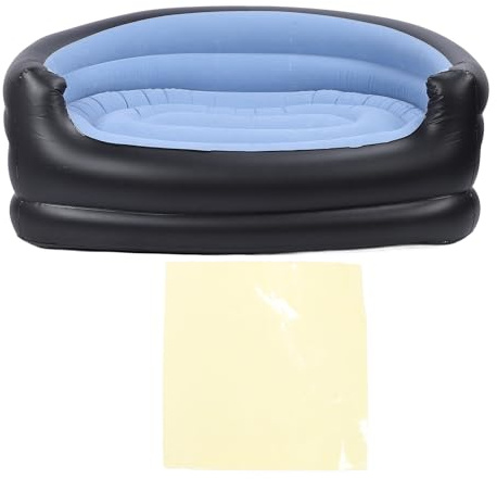 Gsycle Aufblasbare Couch, PVC und Samt, aufblasbare Sofas, Stuhl, wasserdicht, bequem, tragbar, aufblasbare Couch für den Außenbereich (Blau)
