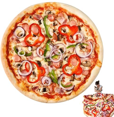 GOEDCH Pizza-Decke, 150 x 150 cm, Burrito-Decke, Waffeldecke, weich, doppelseitig, für Pizza, runde Decke für Sofa, Piz Za, für Wohnung, Pension oder Haus