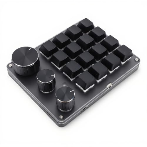 Cryfokt Clavier personnalisé, 16 Clés Clavier Programmable Macro Pad Le Numéro Mécanique pavé à Chaud pavé Macro de Jeu à Chaud pour Ordinateur Portable PC Compact Clavier (Black)