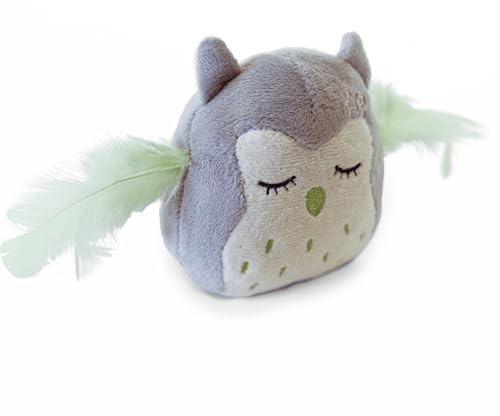 Pet Brands Catnip Toy Snowy Owl, Interactive Plush Feathered Cat Toy Filled with Natural Catnip, 3 x 7 x 9cm