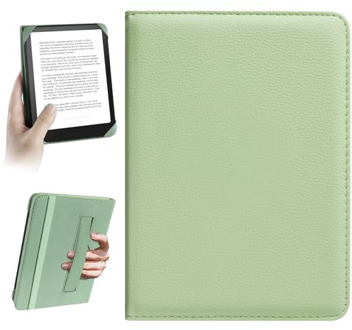 HoYiXi Universal Case for 6 inch Kindle eReader Compatible with Paperwhite(2025/2018)/PocketBook and Tolino/Kobo Clara HD,6 eReader Protective Case Cover Elastic rope,Green