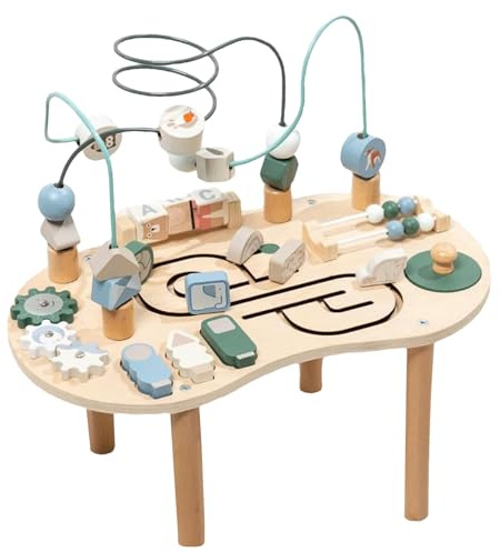 Toddler Activity Table - Baby Activity Cubes for Kids,Educational Wooden Desk Play Toy for Boys Weaning Holiday Birthday Christmas Indoor Friends Family
