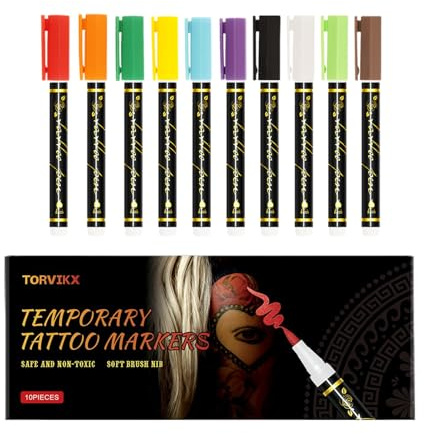 Body Marker-10 colori Vernice per il viso e il corpo adatto alla pelle, marcatori di costumi per adolescenti e adulti, feste di compleanno, cosplay, trucco del festival, gioco di ruolo, incontri, 5,16