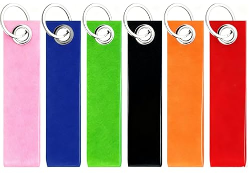 Amazleer Schlüsselanhänger Filz Rohlinge, 13 x 3 cm, 6 Stück in 6 Farbschlüsselanhänger filzen, DIY Plüsch Anhänger für Schlüssel und Taschen