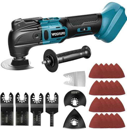 Cordless Oscillating Multi Tool Compatible with Makita 18V Battery(NO Battery), 20500 OPM Max Cordless Oscillating Tool Brushless Motor, 6 Variable Speeds, 30-Piece Kit for Cutting, Sanding