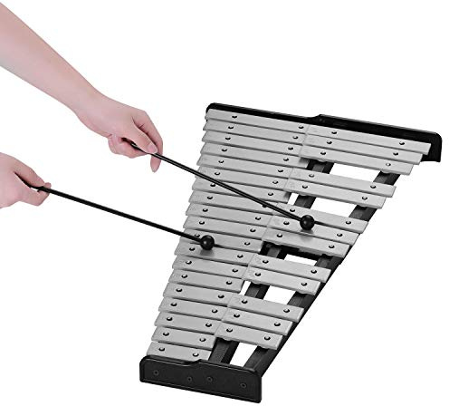POENVFPO 32-Noten-Xylophon mit Aluminiumstäben, Pädagogisches Glockenspiel, Holzrahmen, Diatonischer Bereich von F Bis C, Inklusive Schlägel und Tragetasche, Für Kinder und Erwachsene