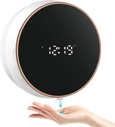 Distributeur de savon automatique mural avec capteur No Touch Distributeur de savon électrique en plastique pour salle de bain, cuisine, bureau Blanc