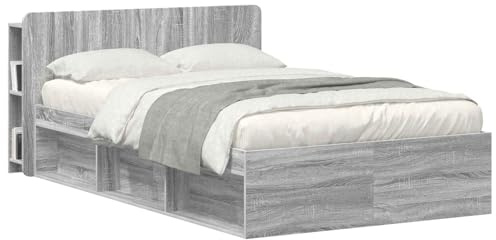 vidaXL Kopfteil Schrank mit Speicher Graues Sonoma Holzwerkstoff, Stylischer U-förmiger Holz-Kopfbereich, Multifunktionale Kommode, Moderne Möbel, Organisierer, Stauraumlösung