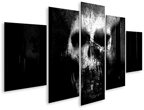 islandburner Bild auf Leinwand Horror Schädel Schwarzweiß Horror Hintergrund Für Halloween Und Film Plakat Bilder Wandbilder Poster