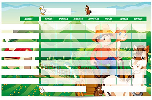 PrimeStick Schild PVC Belohnungstafel Belohnungskalender Farm Bauernhof Tiere 57x36cm #003