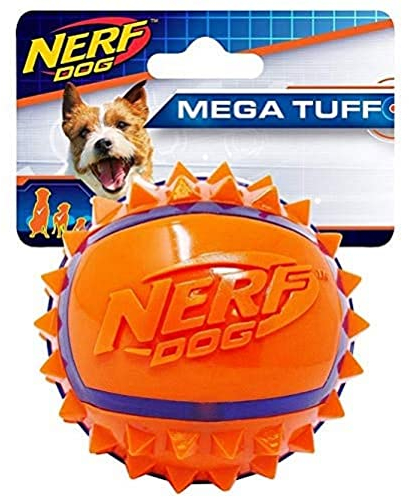 Nerf Dog Hundespielzeug TPR Spike Ball, Hundespielball, aus thermoplatischenmGummi, 6,3cm, blau/orange