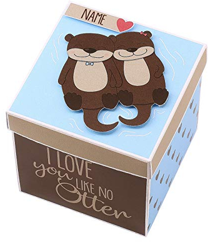 Herz & Heim® Überraschungsbox für Verliebte mit Namensaufdruck - Handgefertigt in Deutschland - I love you like no Otter
