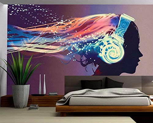 Tapete Kinderzimmer Fototapete Mädchen Mit Kopfhörern Hörend Musik Tapeten Vliestapete Modern Schlafzimmer Wandtapete Bildtapete Wand Dekoration