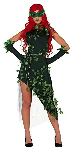 shoperama Poison Ivy Damen Kostüm Kleid Pflanzen-Schurkin Waldfee Eva Efeu, Größe:L